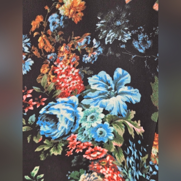 LPA Floral Maxi Ruffle Black & Blue Dress Size Small - Picture 11 of 13